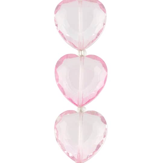 Pink Glass Heart Beads, 22mm by Bead Landing™